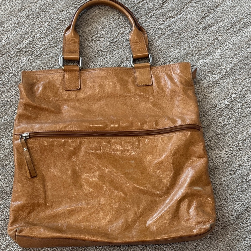 Garnet Hill Tan Leather Tote Bag